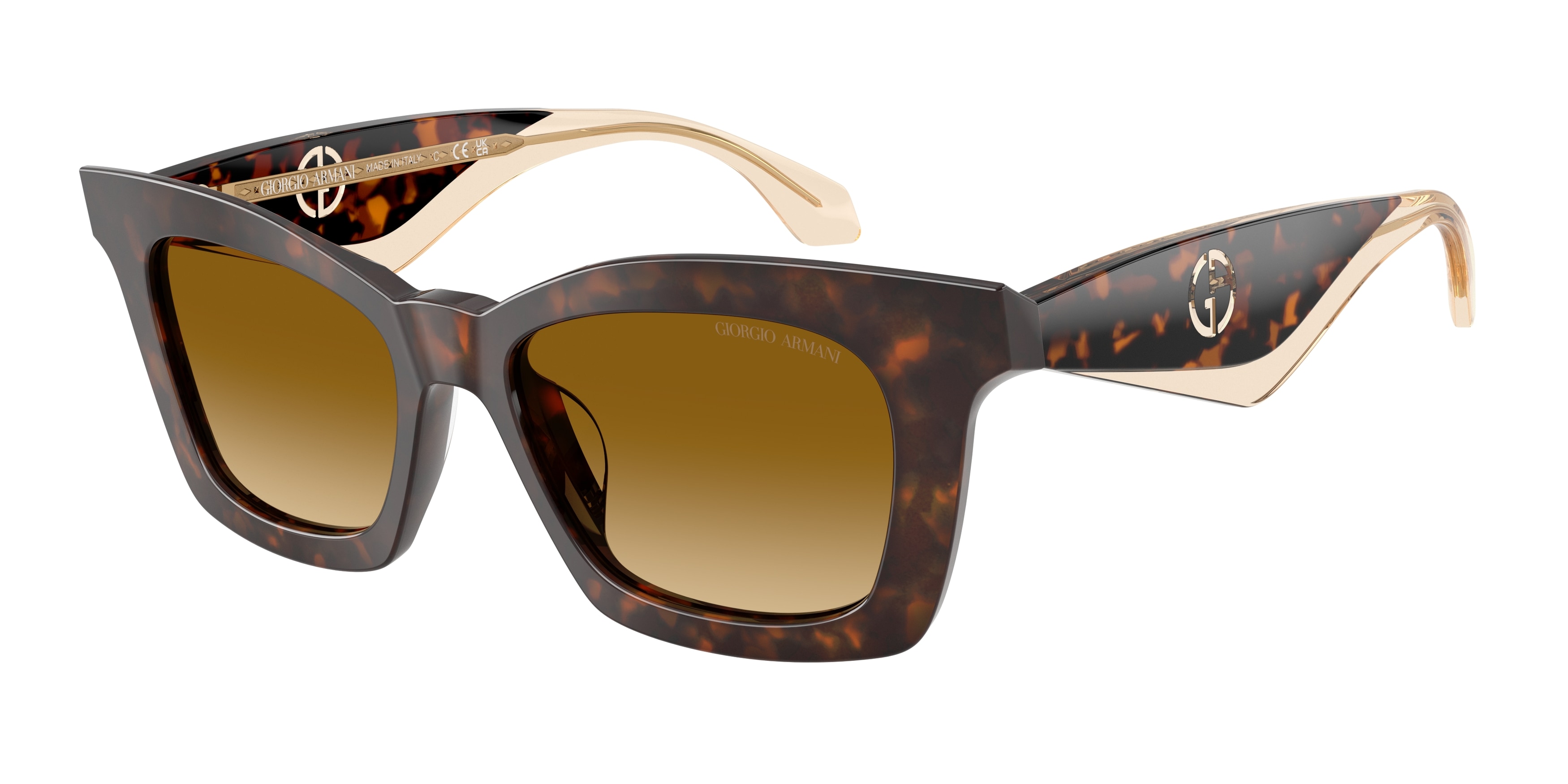 Giorgio Armani Damen AR8235U 62312L Sonnenbrillen Acetat SchildkröTe Gelb Schmetterling Normal Schattiert-image